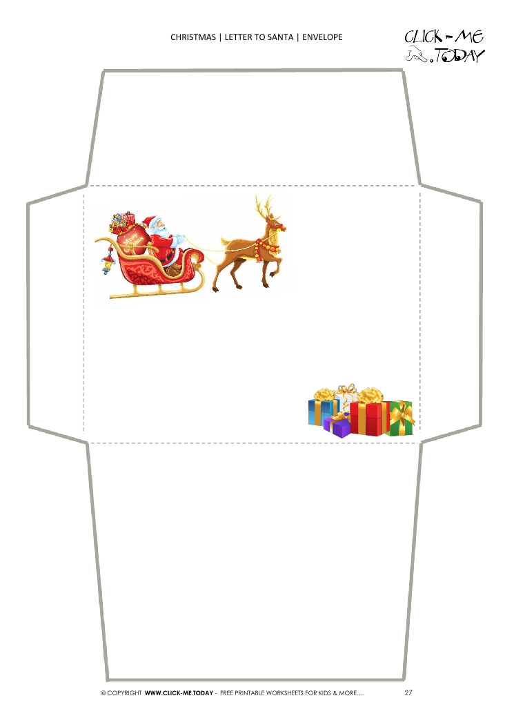 Printable envelope to Santa template sleigh and presents 276